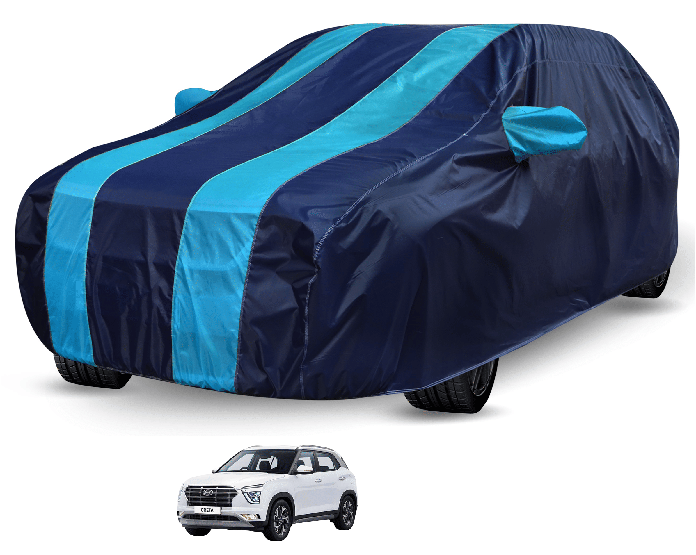     			Mockhe Car Body Cover for Hyundai All Car Models With Mirror Pocket ( Pack of 1 ) , Blue