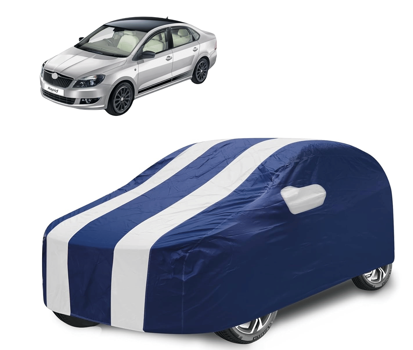     			Mockhe Car Body Cover for Skoda All Car Models With Mirror Pocket ( Pack of 1 ) , White