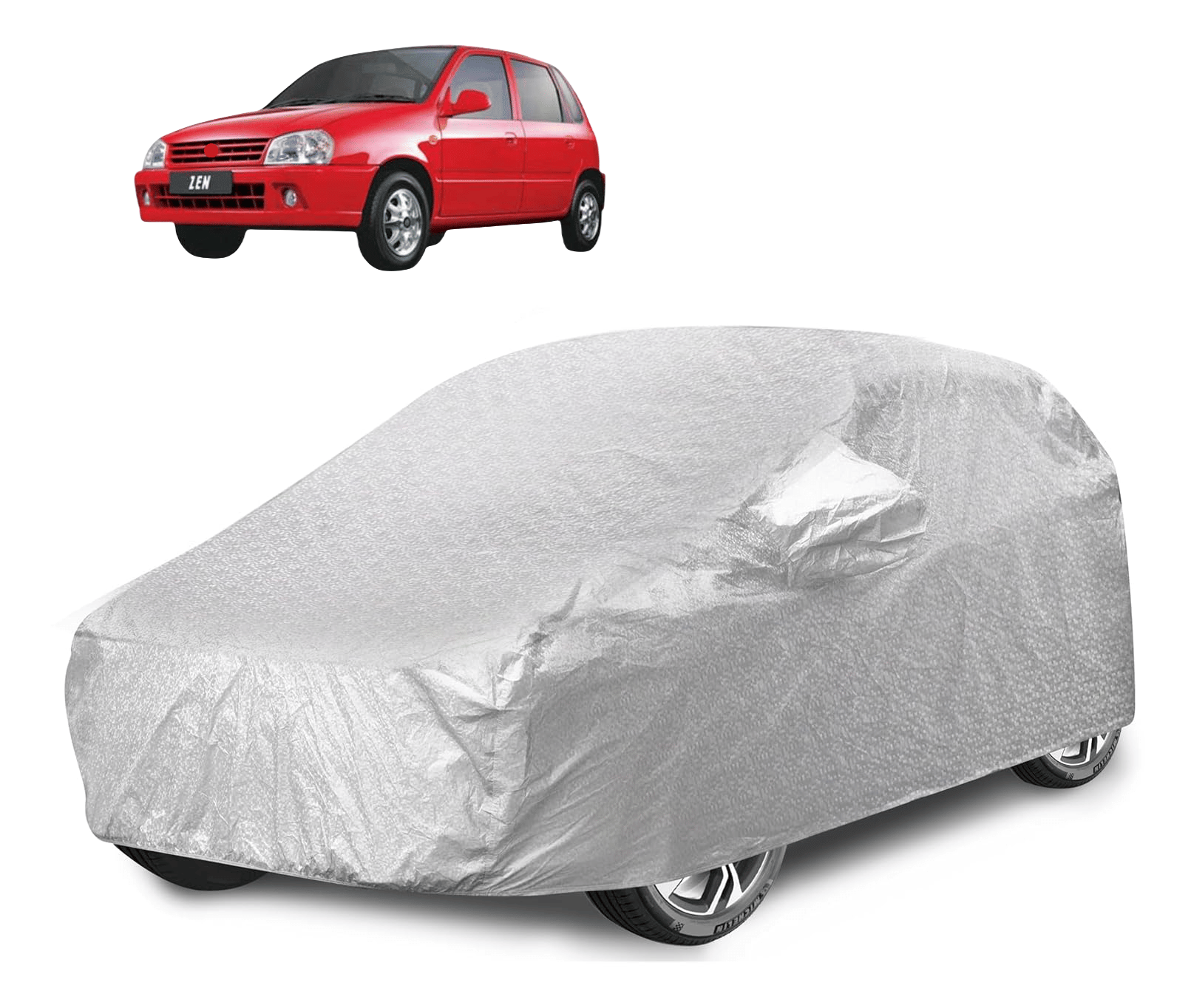     			Mockhe Car Body Cover for Maruti Suzuki All Car Models With Mirror Pocket ( Pack of 1 ) , Silver