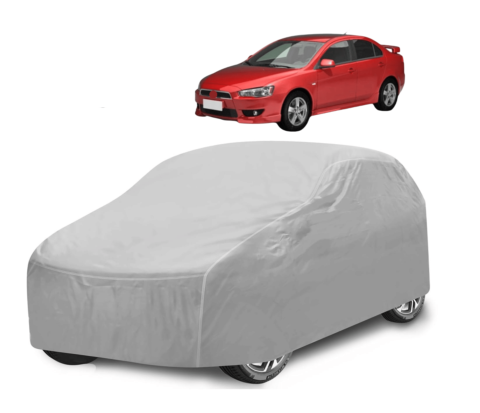     			Mockhe Car Body Cover for Mitsubishi All Car Models With Mirror Pocket ( Pack of 1 ) , Silver