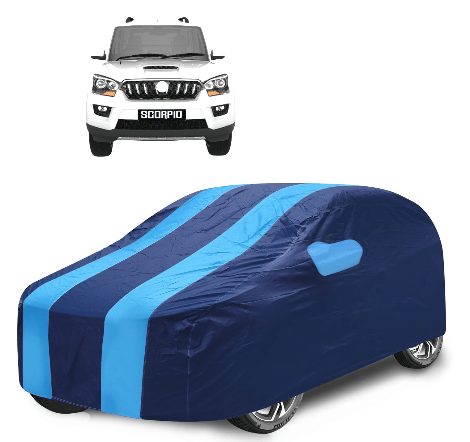     			Mockhe Car Body Cover for Mahindra All Car Models With Mirror Pocket ( Pack of 1 ) , Blue