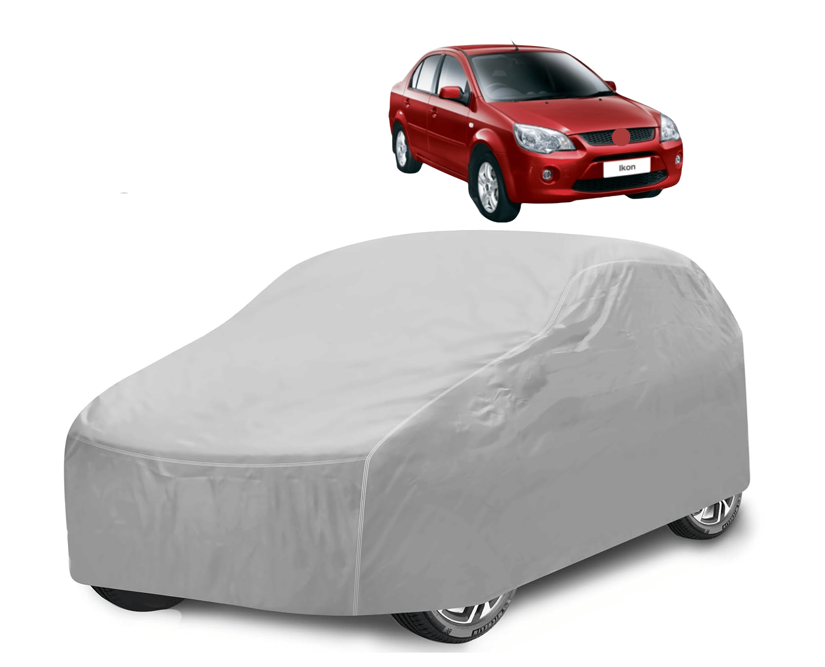     			Mockhe Car Body Cover for Ford All Car Models With Mirror Pocket ( Pack of 1 ) , Silver