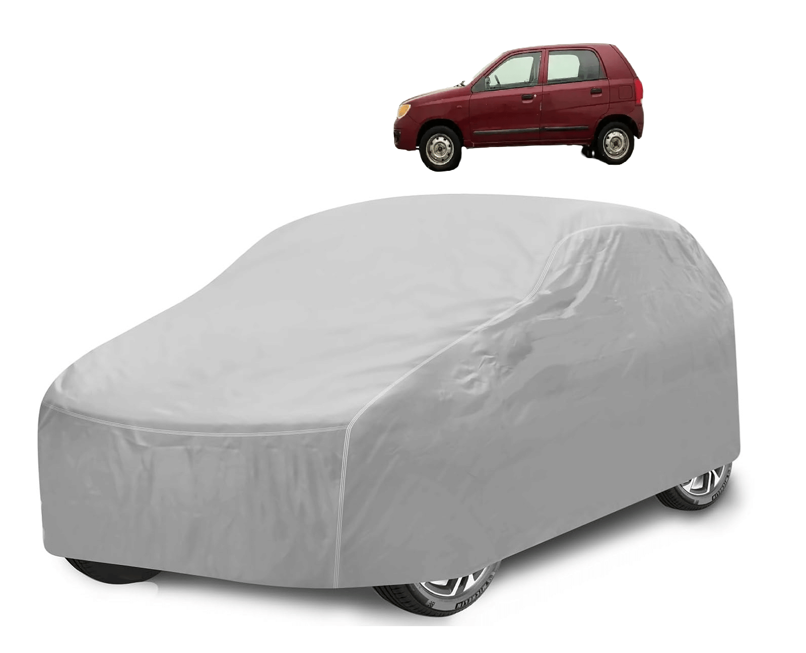     			Mockhe Car Body Cover for Maruti Suzuki All Car Models With Mirror Pocket ( Pack of 1 ) , Silver
