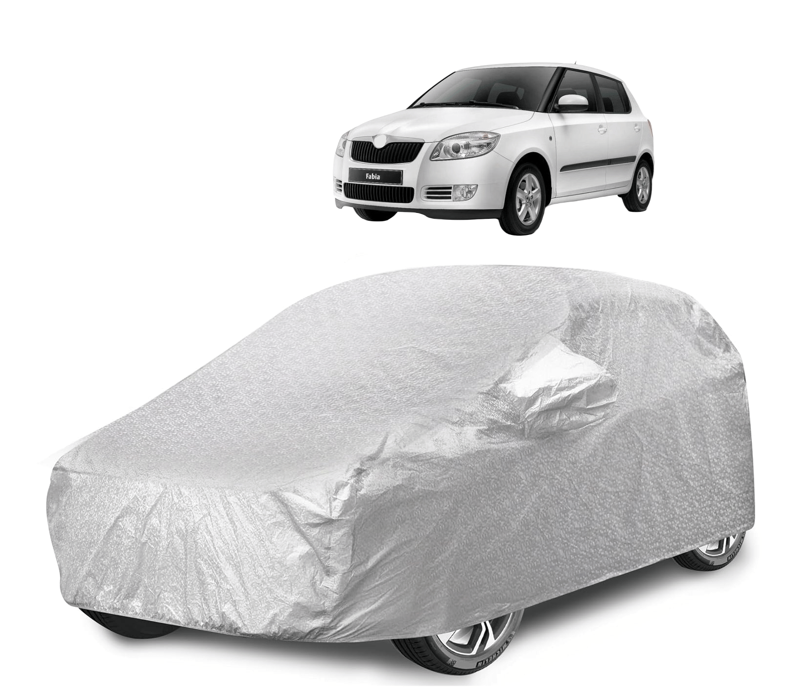     			Mockhe Car Body Cover for Skoda All Car Models With Mirror Pocket ( Pack of 1 ) , Silver