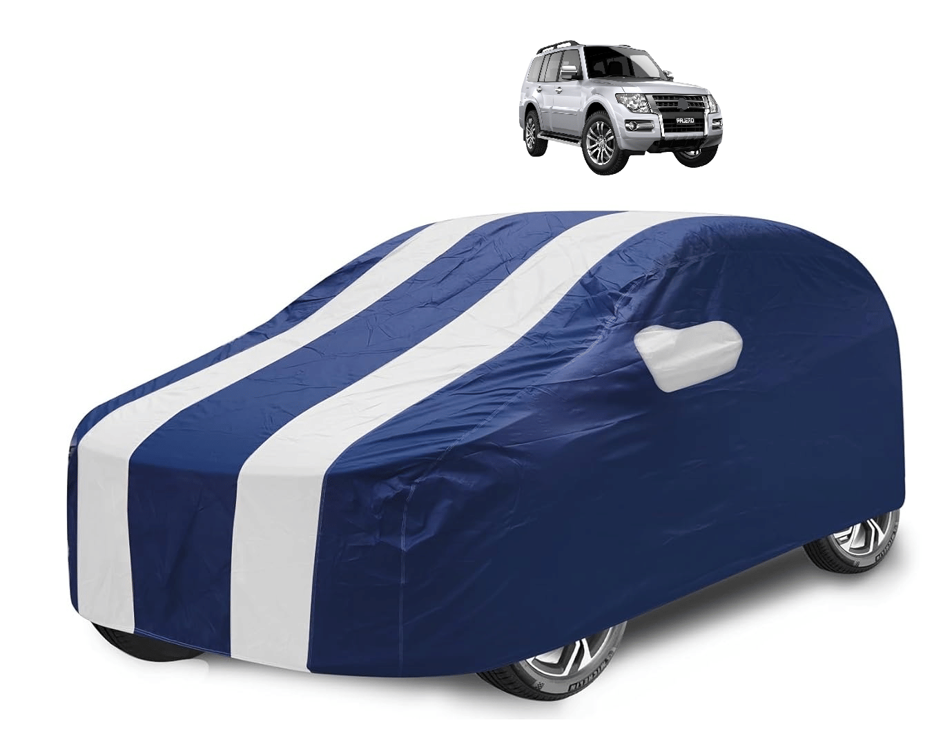     			Mockhe Car Body Cover for Mitsubishi All Car Models With Mirror Pocket ( Pack of 1 ) , White