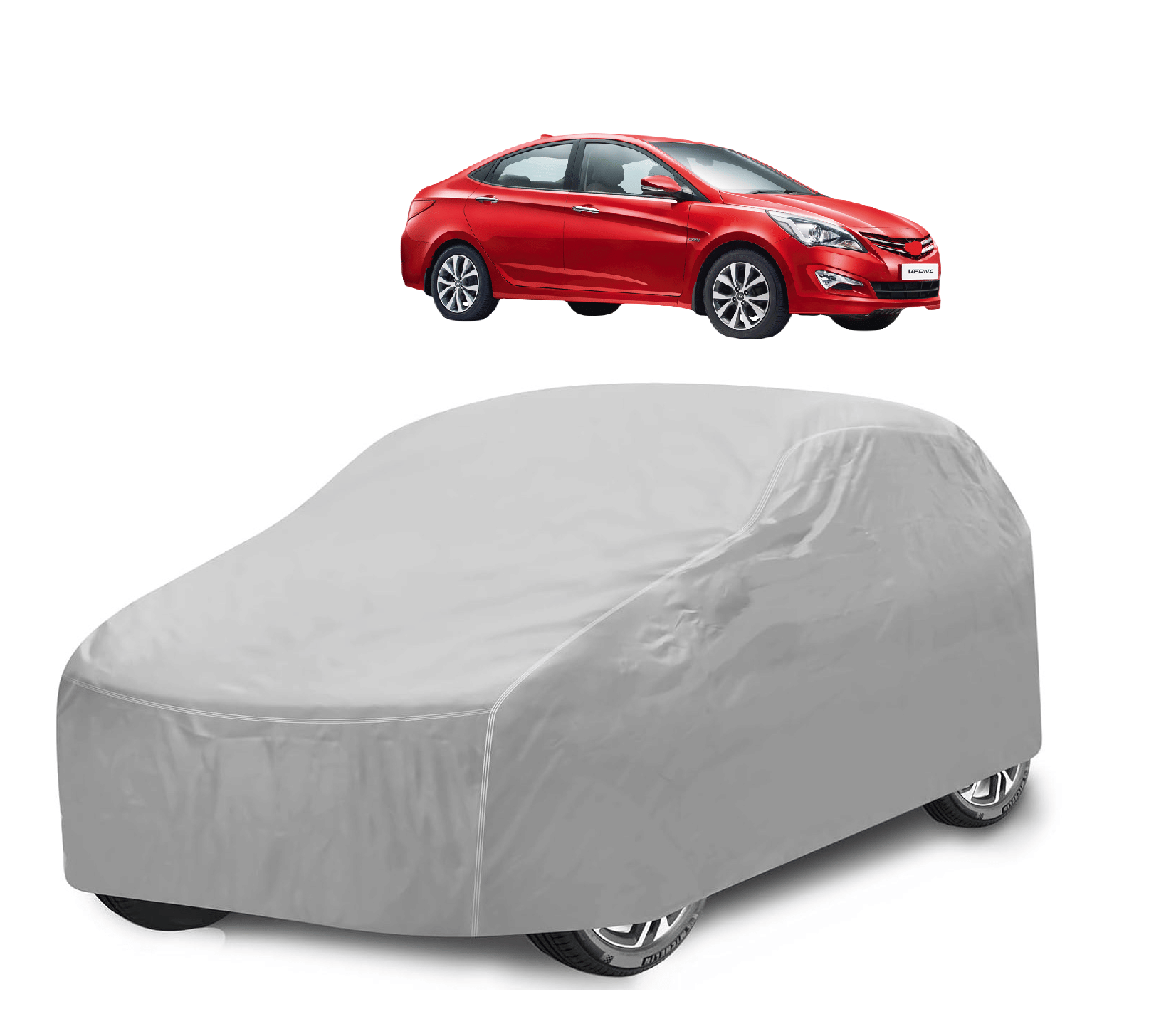     			Mockhe Car Body Cover for Hyundai All Car Models With Mirror Pocket ( Pack of 1 ) , Silver