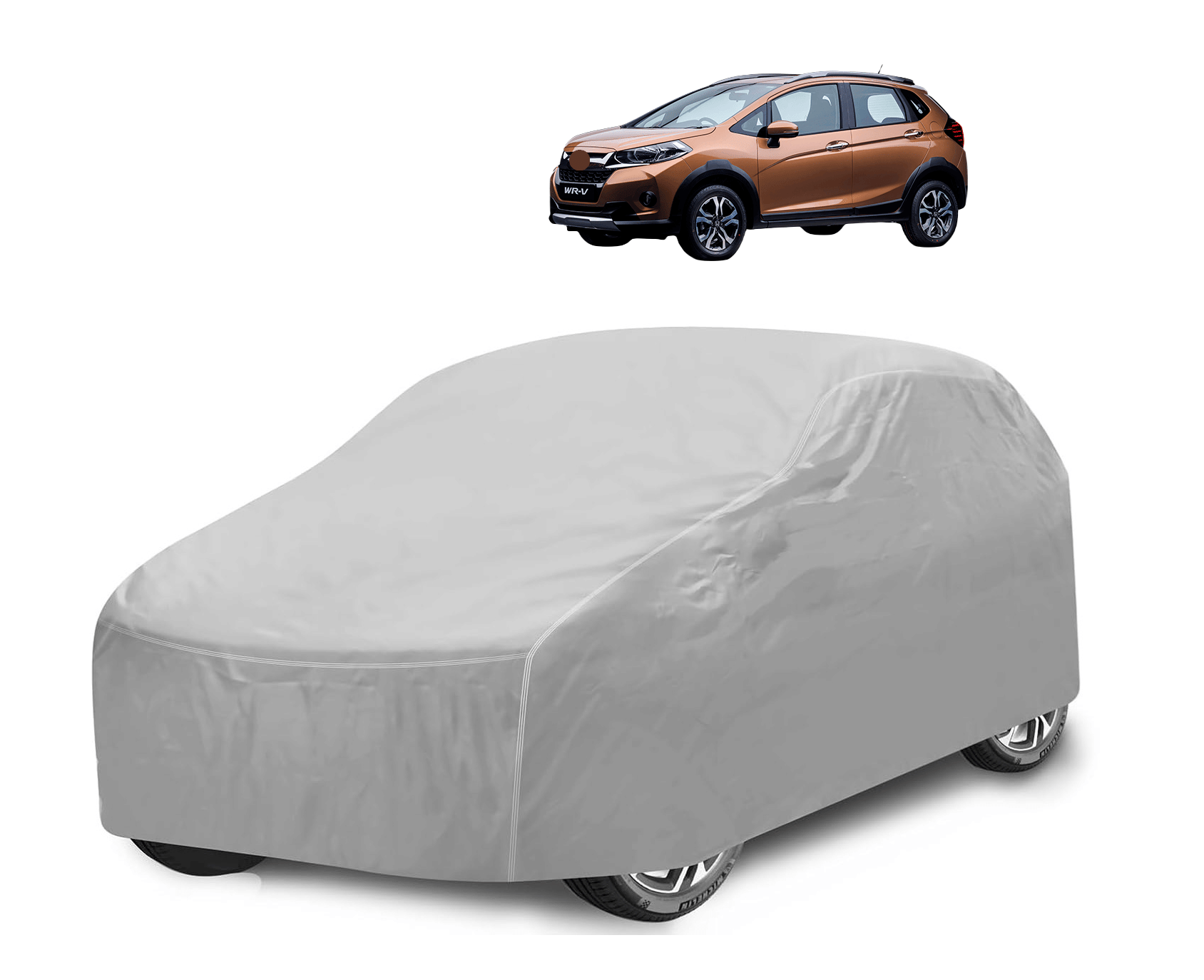     			Mockhe Car Body Cover for Honda All Car Models With Mirror Pocket ( Pack of 1 ) , Silver