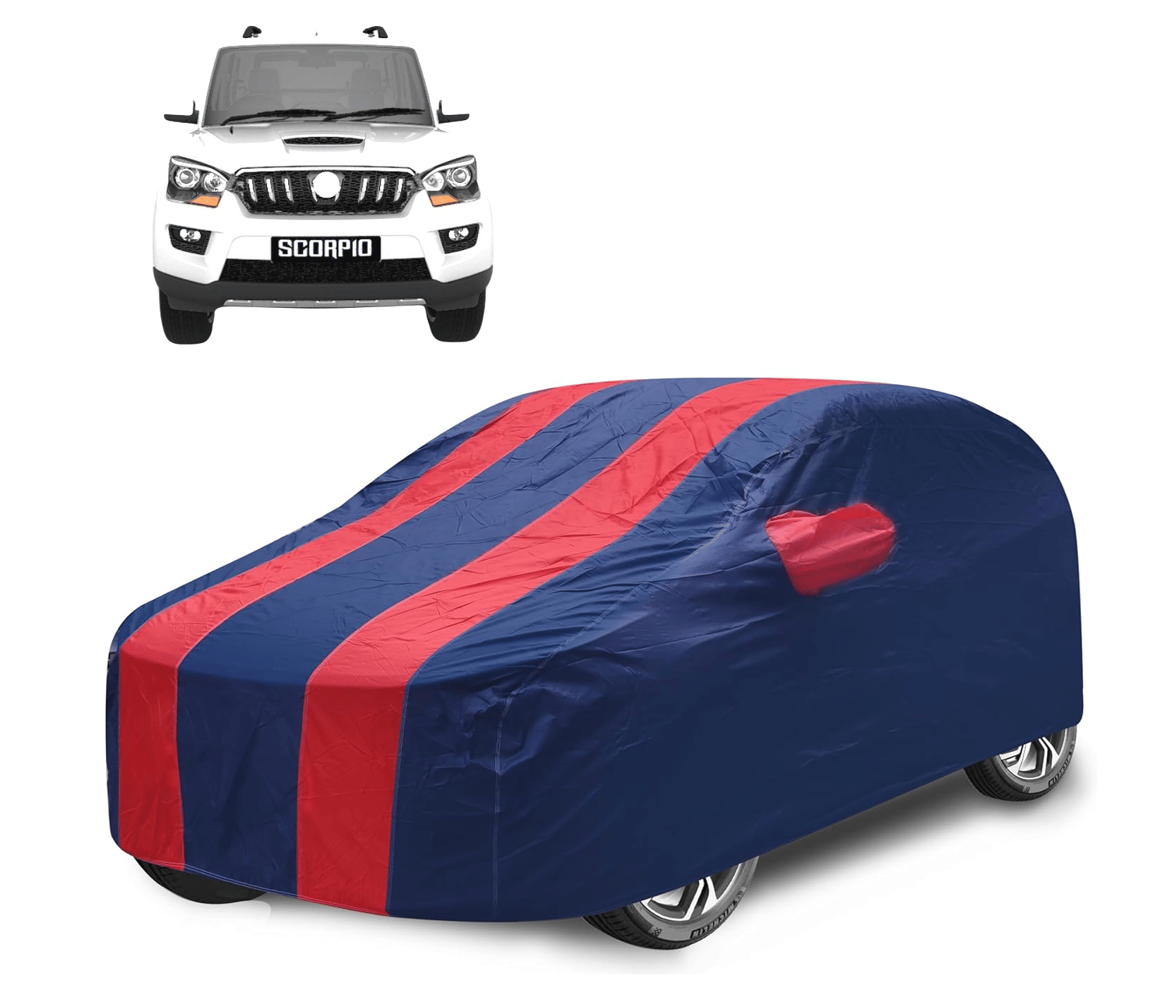     			Mockhe Car Body Cover for Mahindra All Car Models With Mirror Pocket ( Pack of 1 ) , Red