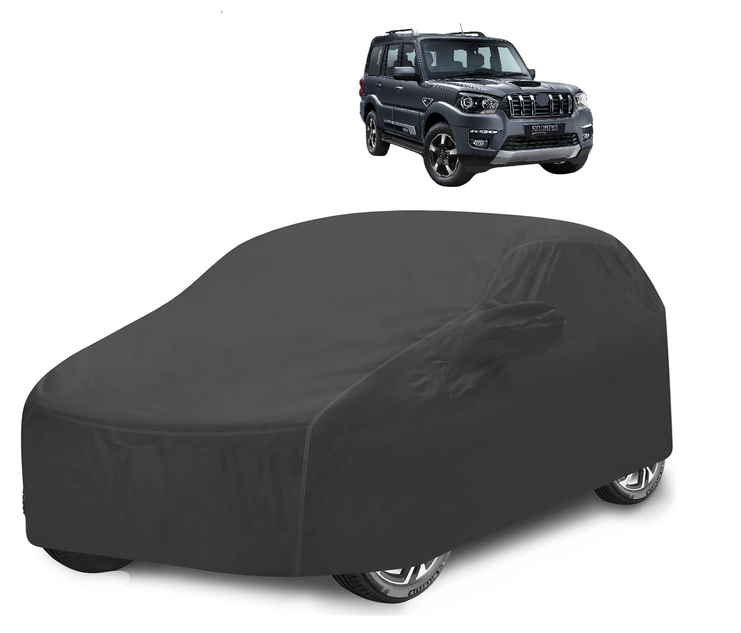     			Mockhe Car Body Cover for Mahindra All Car Models With Mirror Pocket ( Pack of 1 ) , Grey