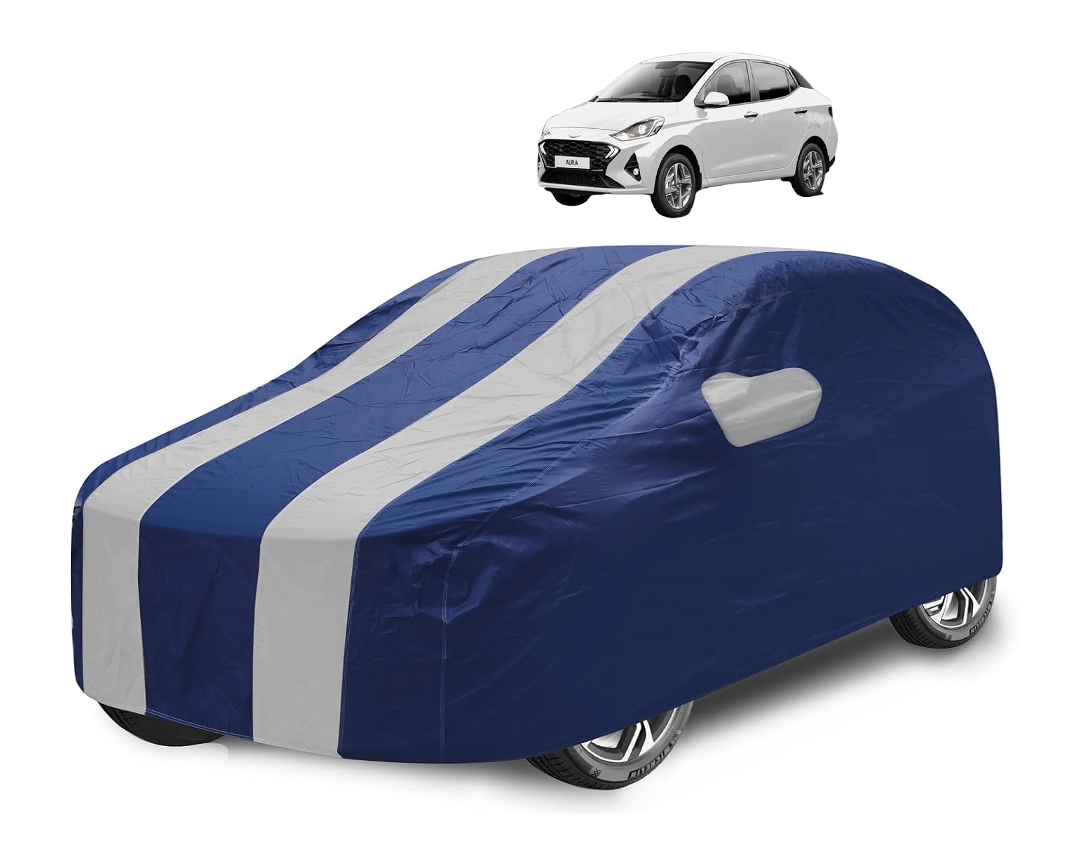     			Mockhe Car Body Cover for Hyundai All Car Models With Mirror Pocket ( Pack of 1 ) , Silver