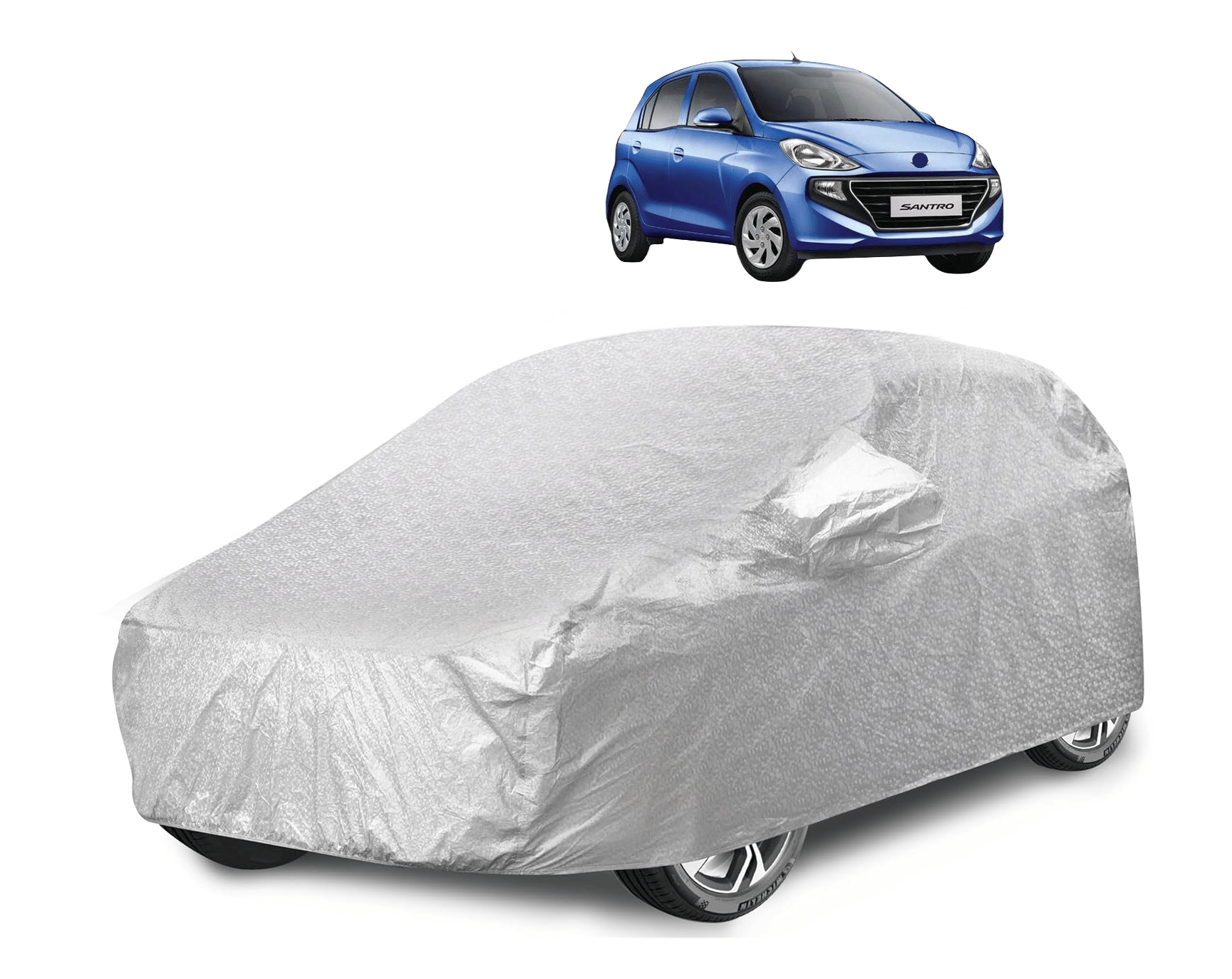     			Mockhe Car Body Cover for Hyundai All Car Models With Mirror Pocket ( Pack of 1 ) , Silver