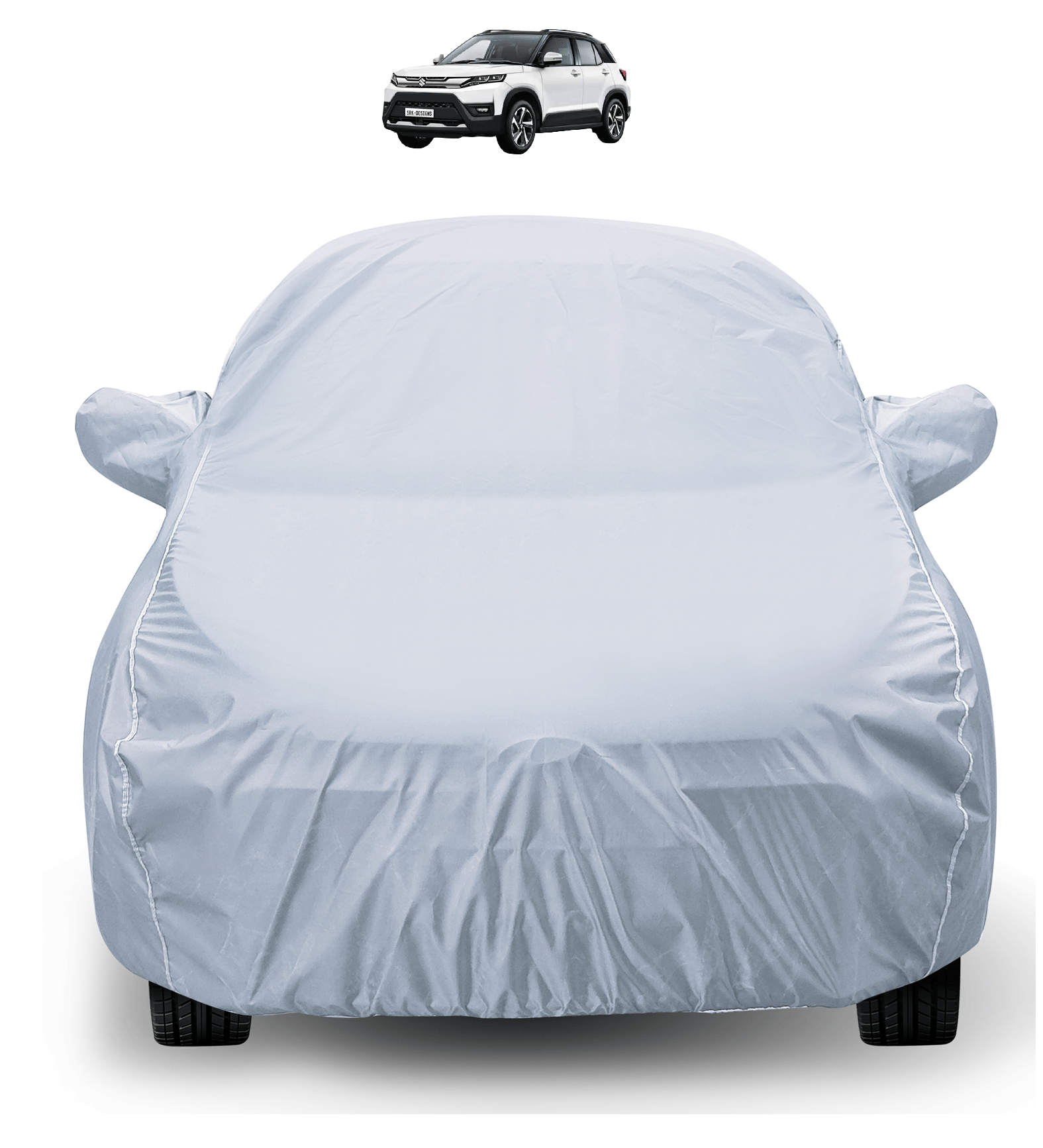     			Mockhe Car Body Cover for Maruti Suzuki All Car Models With Mirror Pocket ( Pack of 1 ) , Silver