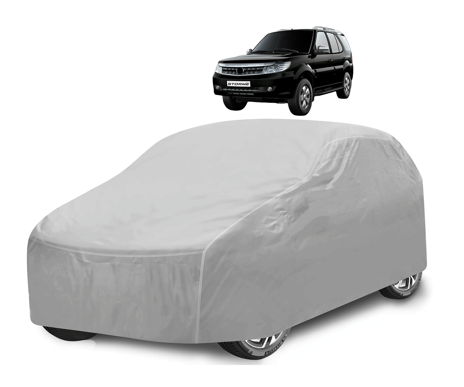     			Mockhe Car Body Cover for Tata All Car Models With Mirror Pocket ( Pack of 1 ) , Silver