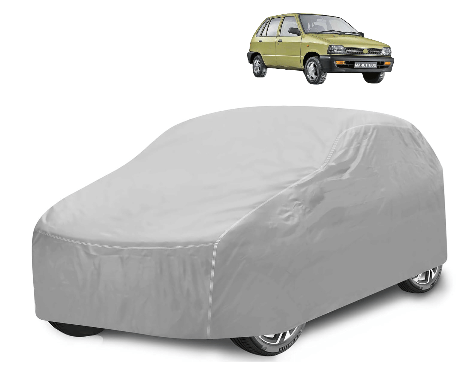     			Mockhe Car Body Cover for Maruti Suzuki All Car Models With Mirror Pocket ( Pack of 1 ) , Silver