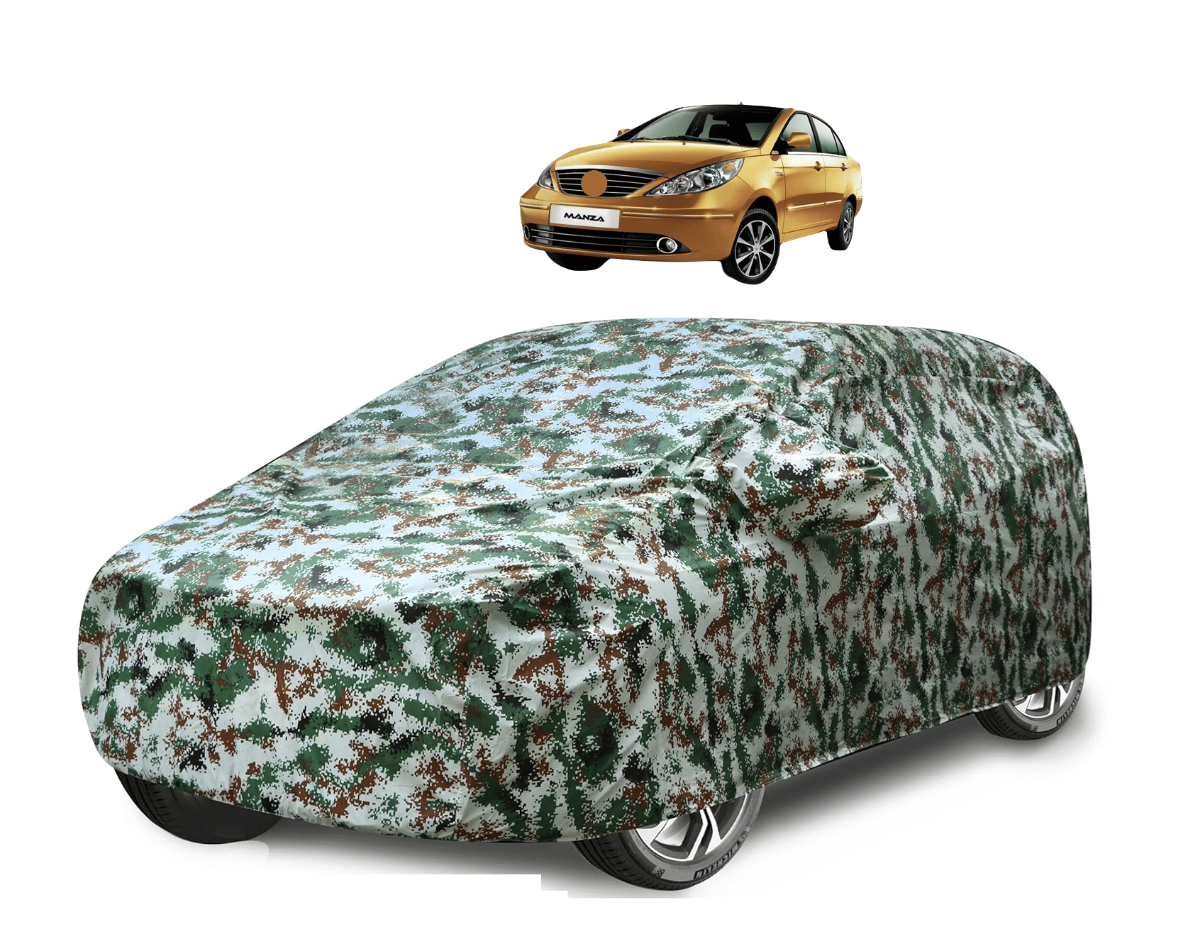     			Mockhe Car Body Cover for Tata All Car Models With Mirror Pocket ( Pack of 1 ) , Green