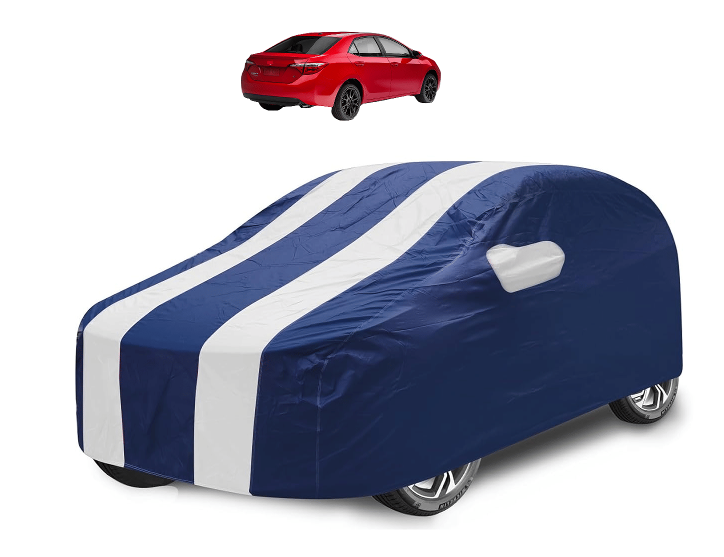     			Mockhe Car Body Cover for Toyota All Car Models With Mirror Pocket ( Pack of 1 ) , White