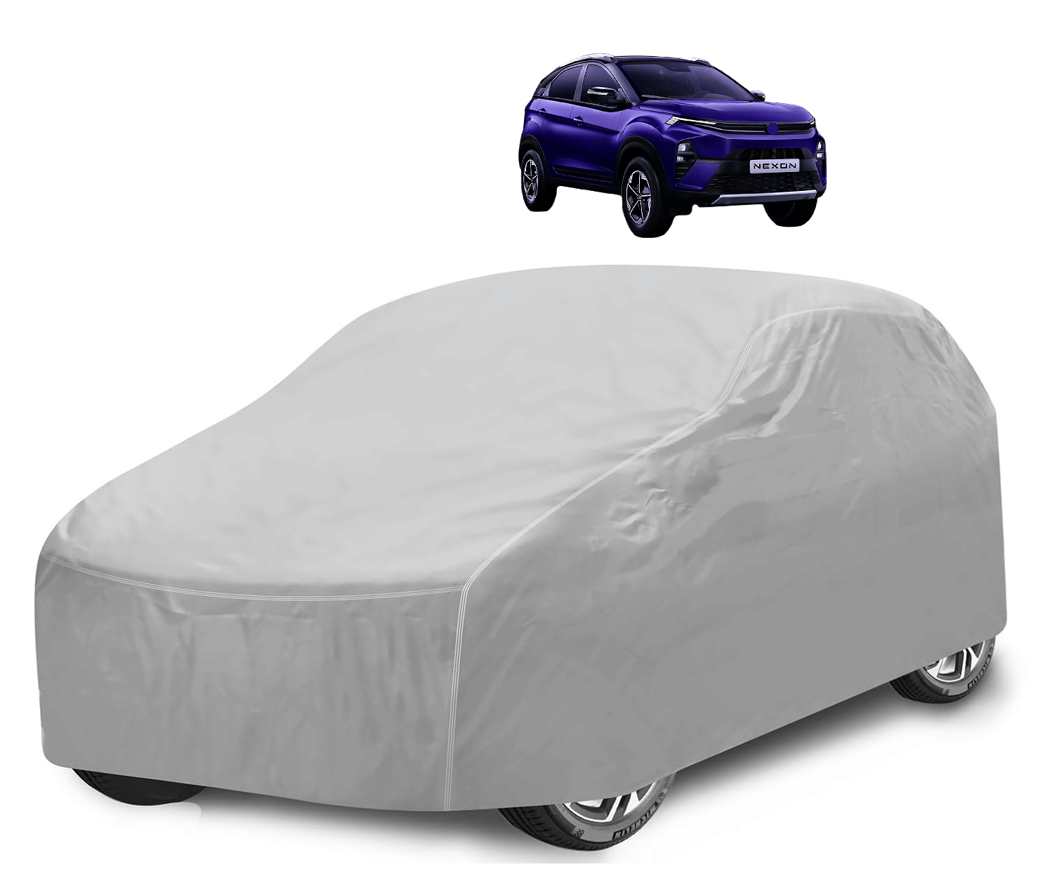     			Mockhe Car Body Cover for Tata All Car Models With Mirror Pocket ( Pack of 1 ) , Silver