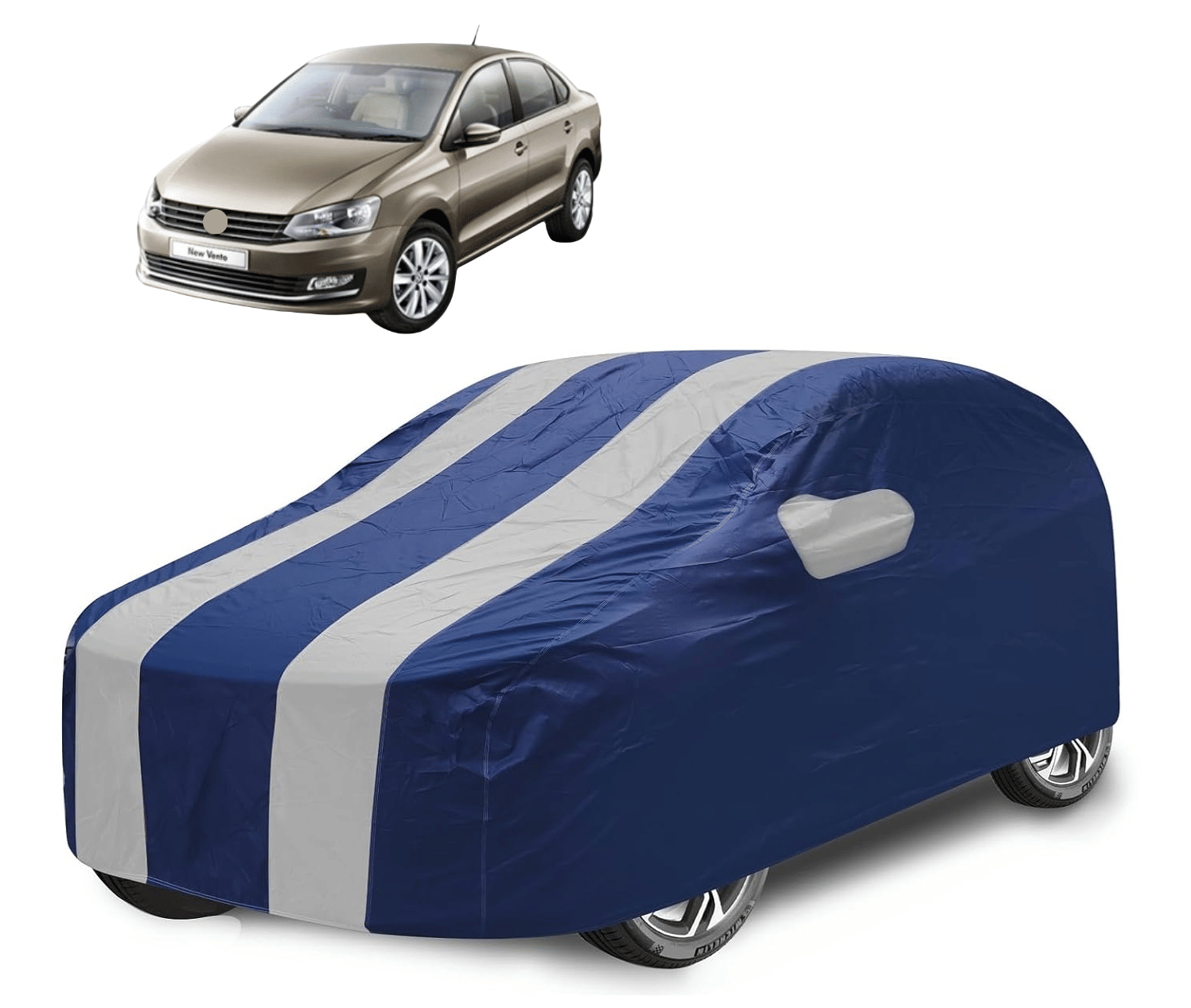     			Mockhe Car Body Cover for Volkswagen All Car Models With Mirror Pocket ( Pack of 1 ) , Silver