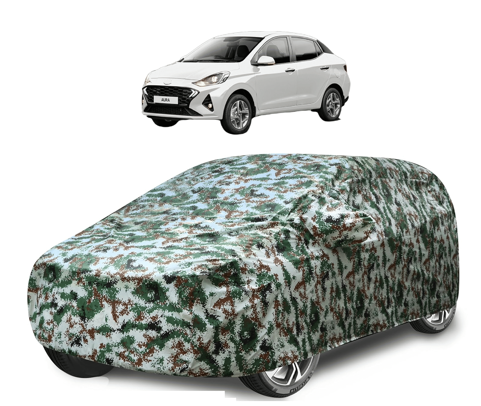     			Mockhe Car Body Cover for Hyundai All Car Models With Mirror Pocket ( Pack of 1 ) , Green