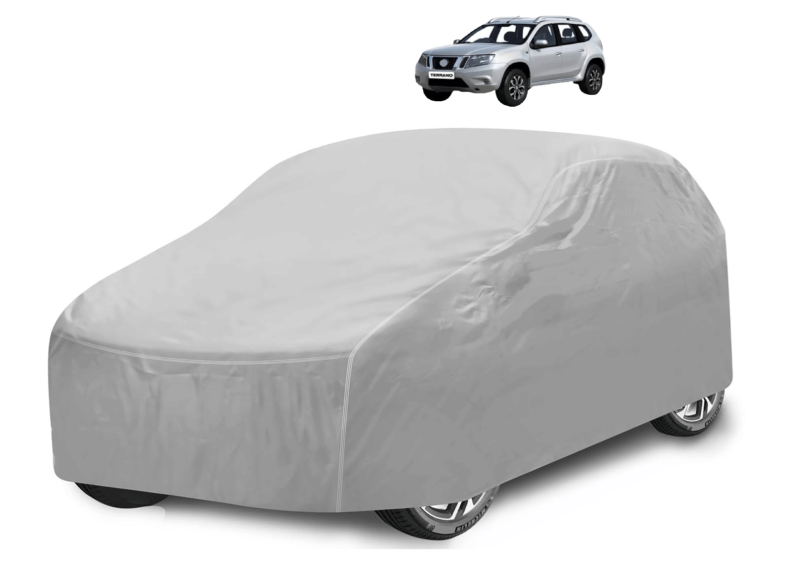     			Mockhe Car Body Cover for Nissan All Car Models With Mirror Pocket ( Pack of 1 ) , Silver
