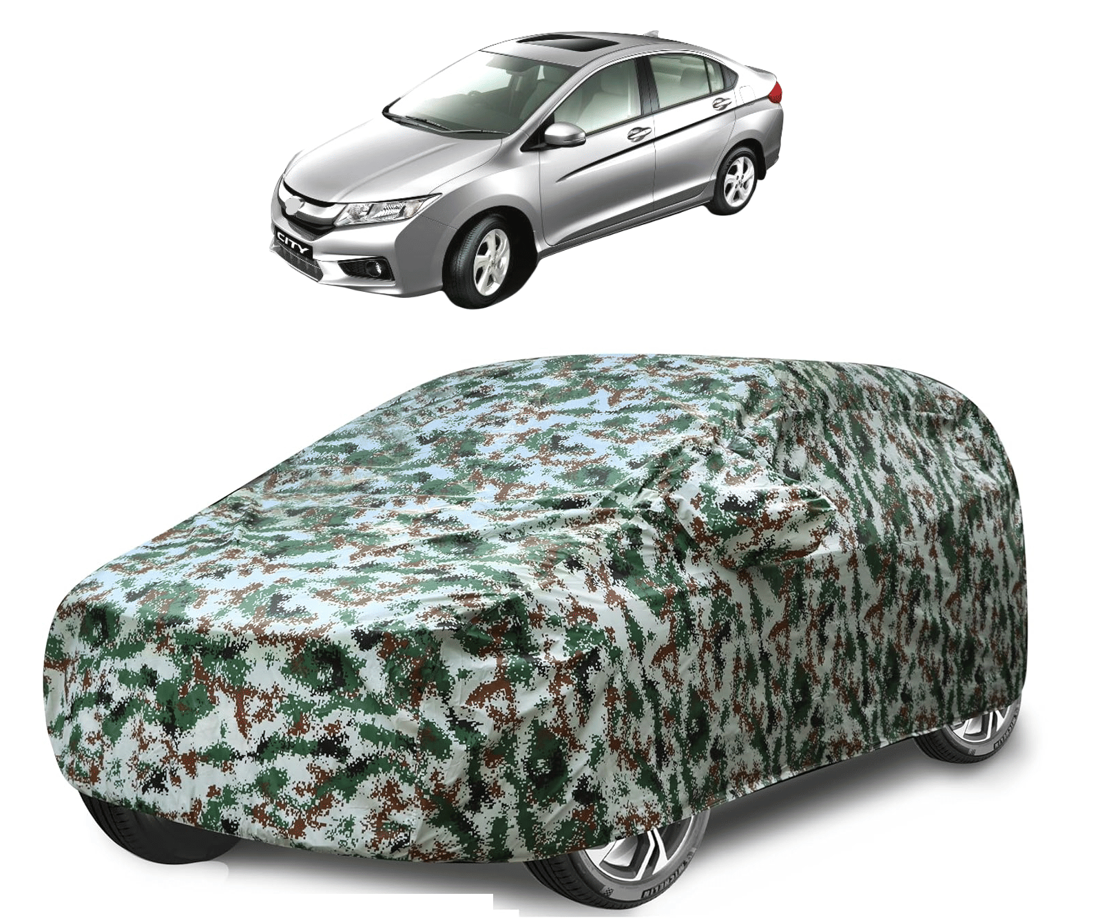     			Mockhe Car Body Cover for Honda All Car Models With Mirror Pocket ( Pack of 1 ) , Green