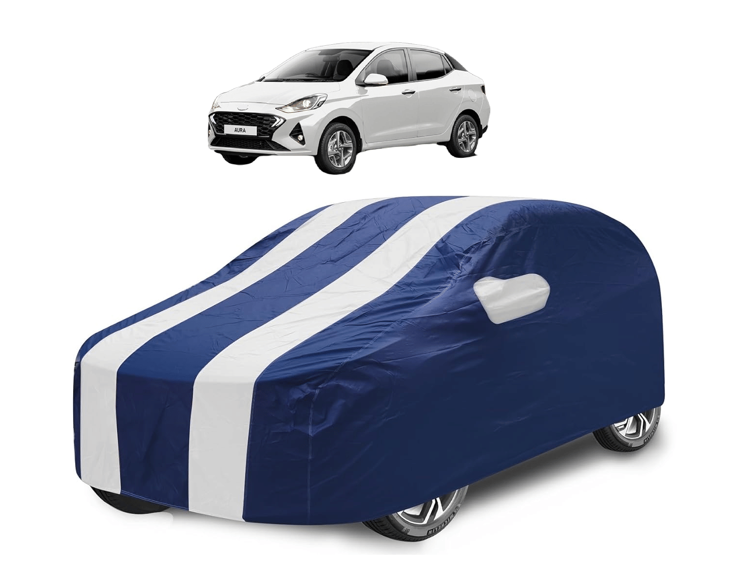     			Mockhe Car Body Cover for Hyundai All Car Models With Mirror Pocket ( Pack of 1 ) , White