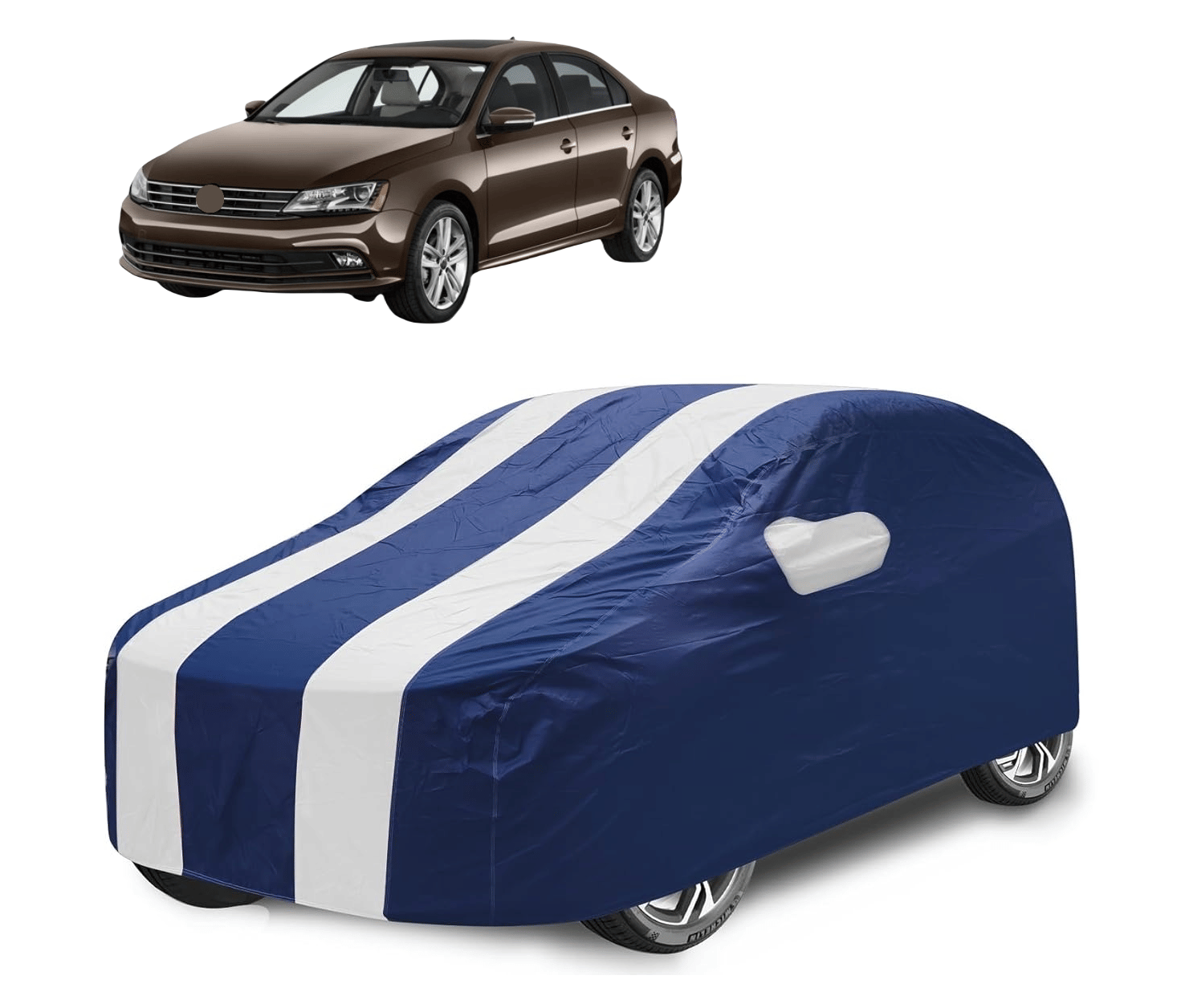     			Mockhe Car Body Cover for Volkswagen All Car Models With Mirror Pocket ( Pack of 1 ) , White
