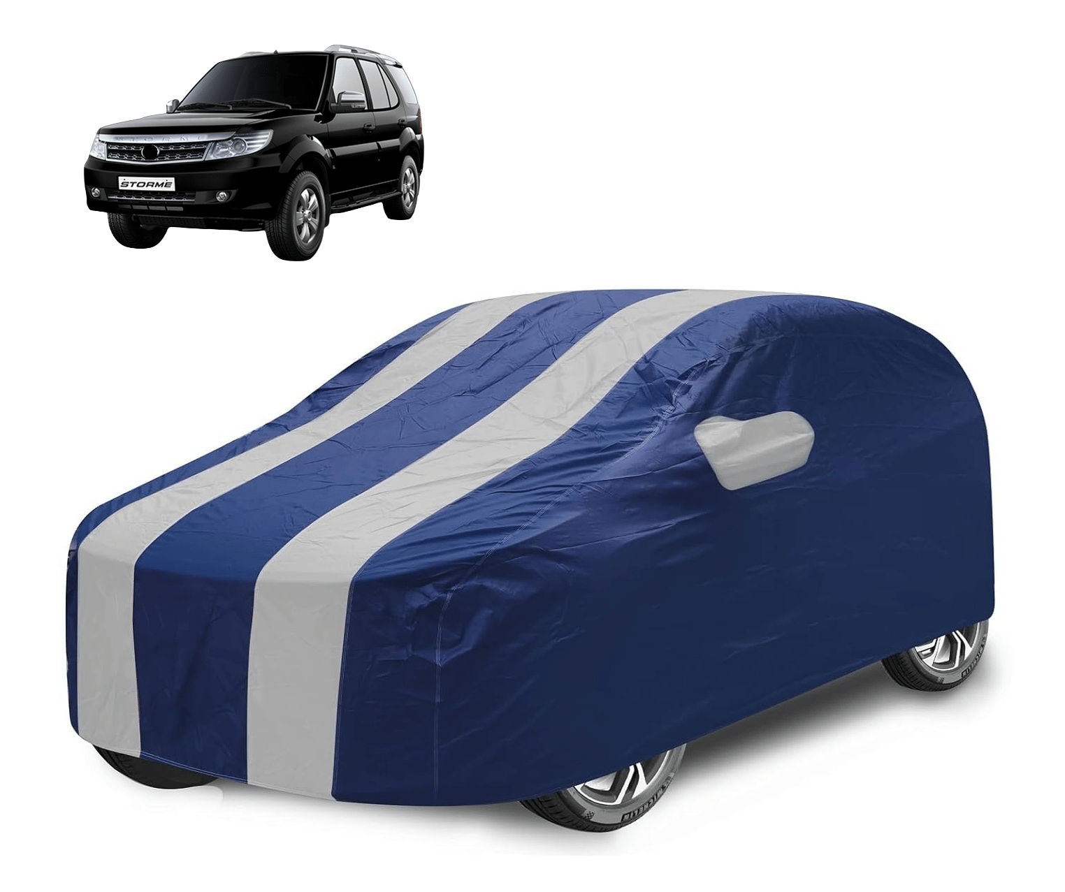     			Mockhe Car Body Cover for Tata All Car Models With Mirror Pocket ( Pack of 1 ) , Silver
