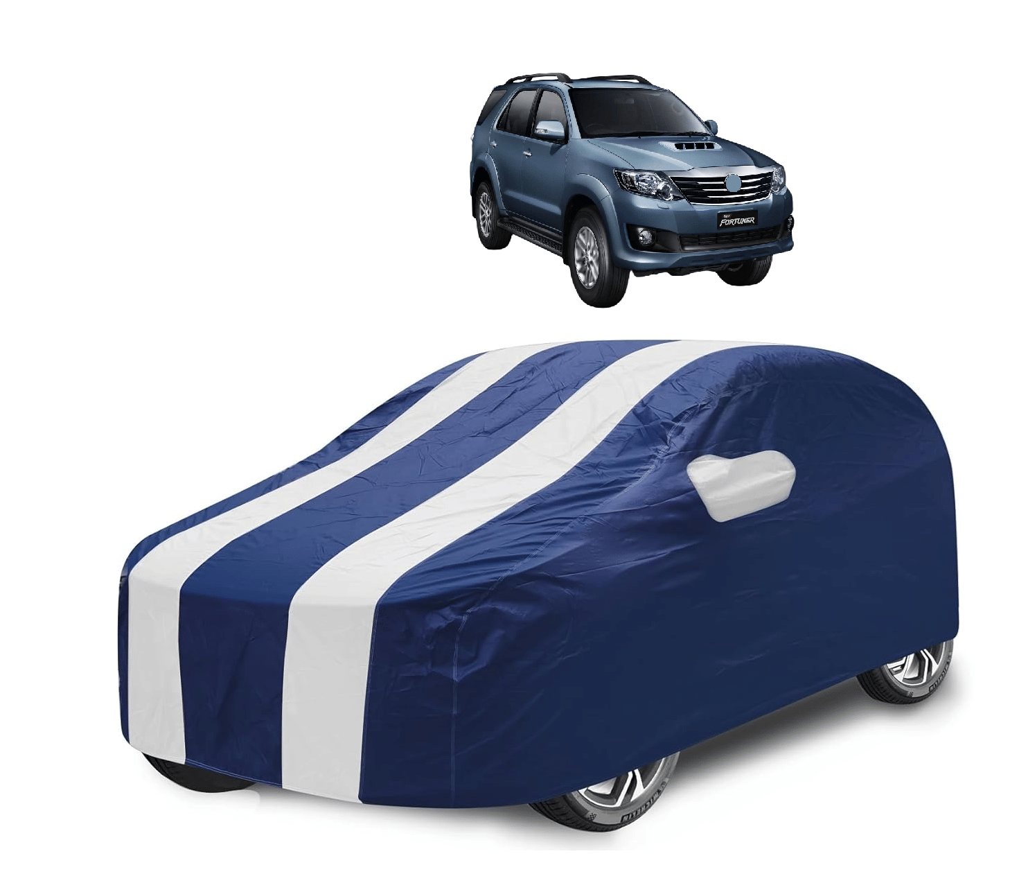     			Mockhe Car Body Cover for Toyota All Car Models With Mirror Pocket ( Pack of 1 ) , White