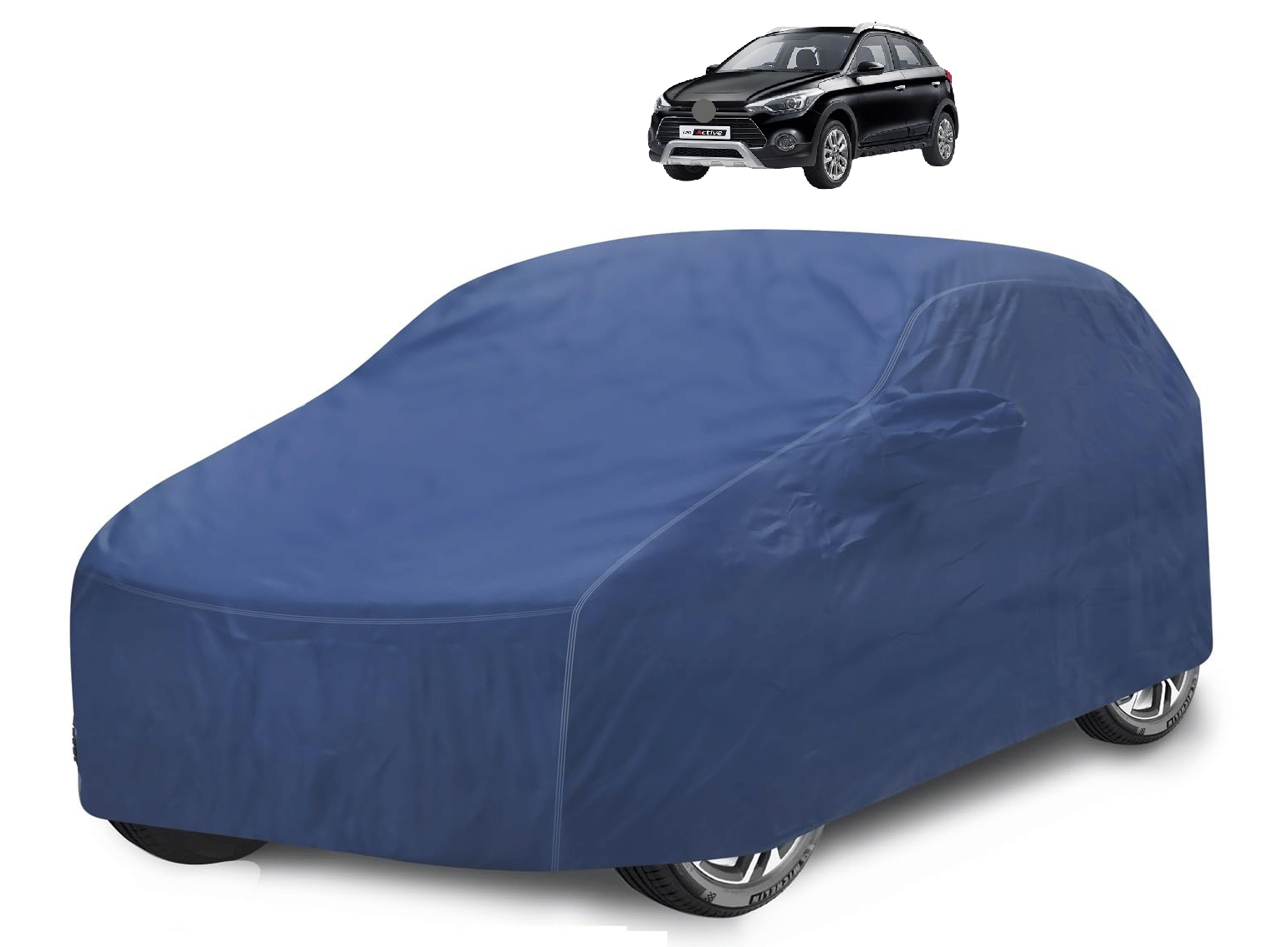     			Mockhe Car Body Cover for Hyundai All Car Models With Mirror Pocket ( Pack of 1 ) , Blue