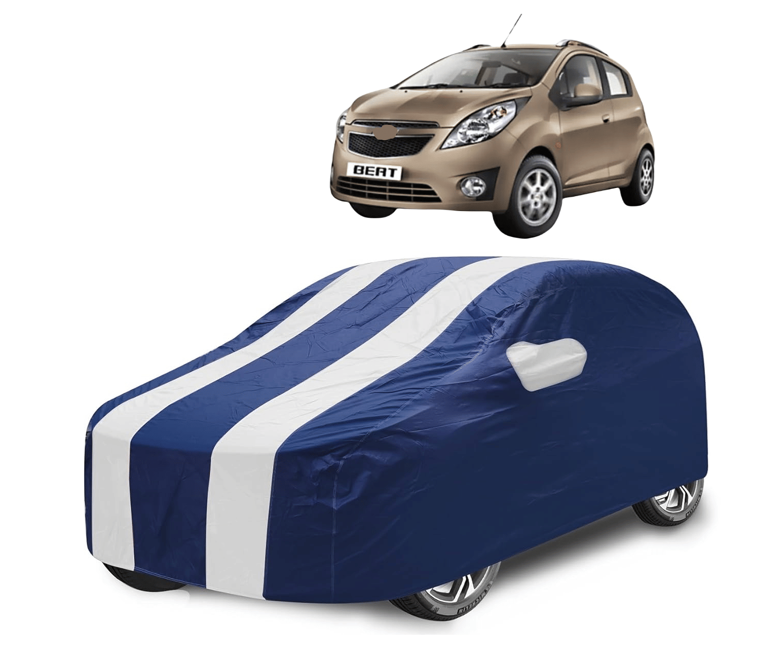     			Mockhe Car Body Cover for Chevrolet All Car Models With Mirror Pocket ( Pack of 1 ) , White