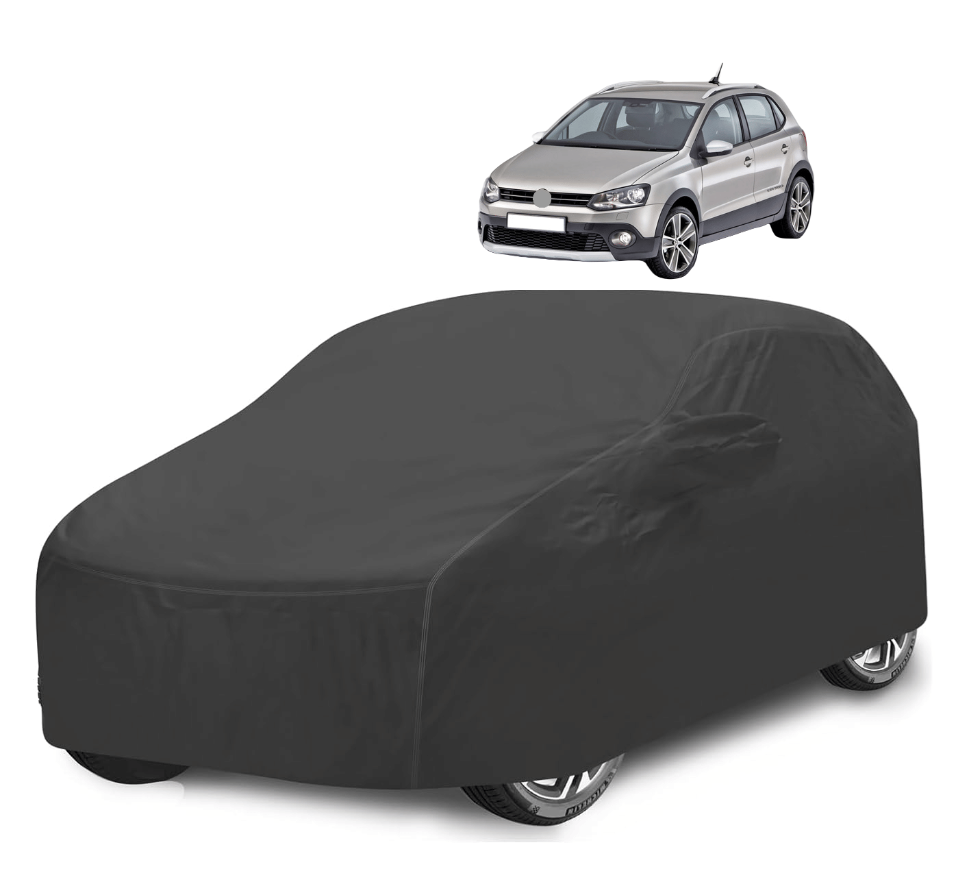     			Mockhe Car Body Cover for Volkswagen All Car Models With Mirror Pocket ( Pack of 1 ) , Grey