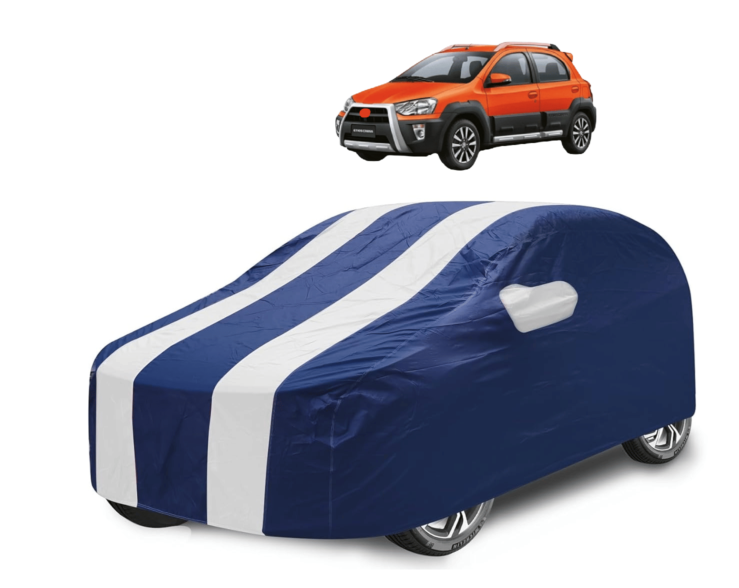     			Mockhe Car Body Cover for Toyota All Car Models With Mirror Pocket ( Pack of 1 ) , White