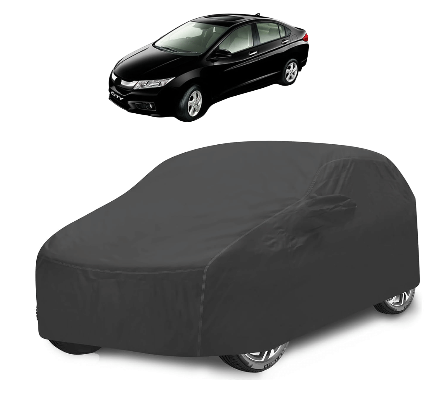     			Mockhe Car Body Cover for Honda All Car Models With Mirror Pocket ( Pack of 1 ) , Grey