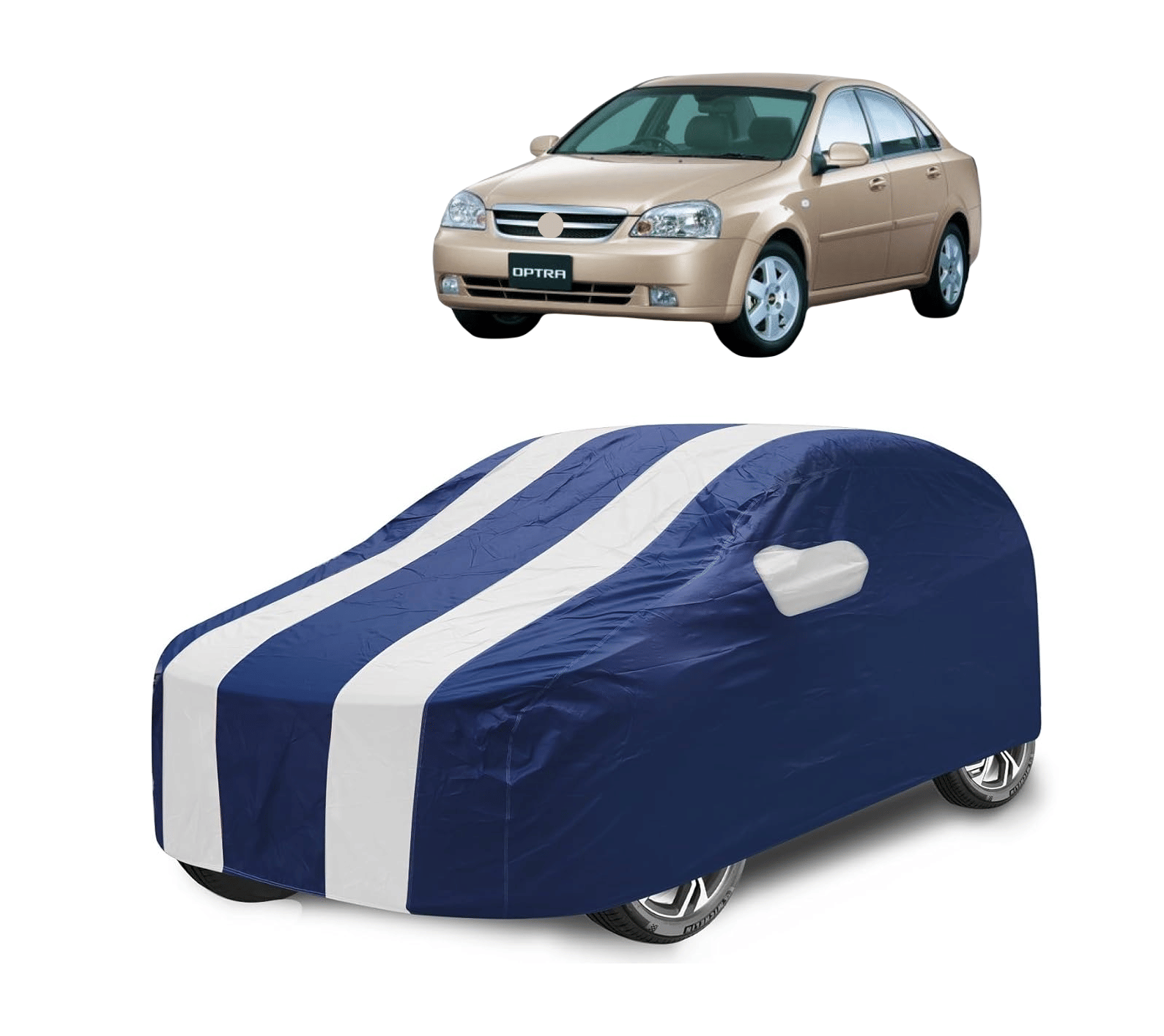     			Mockhe Car Body Cover for Chevrolet All Car Models With Mirror Pocket ( Pack of 1 ) , White