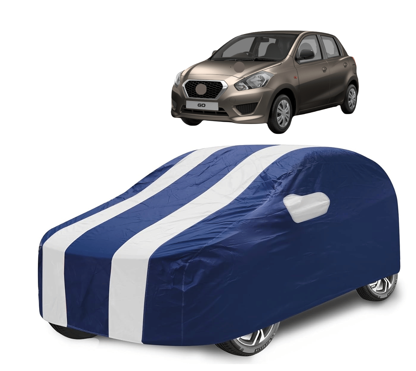     			Mockhe Car Body Cover for Datsun All Car Models With Mirror Pocket ( Pack of 1 ) , White