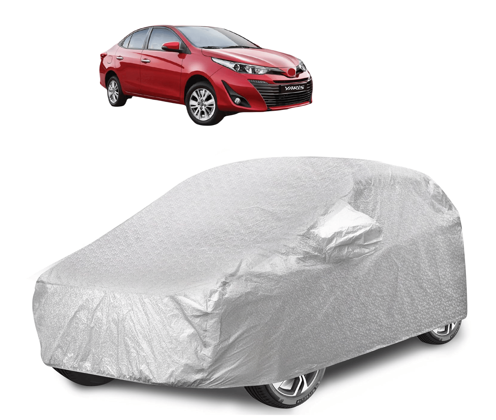     			Mockhe Car Body Cover for Toyota All Car Models With Mirror Pocket ( Pack of 1 ) , Silver