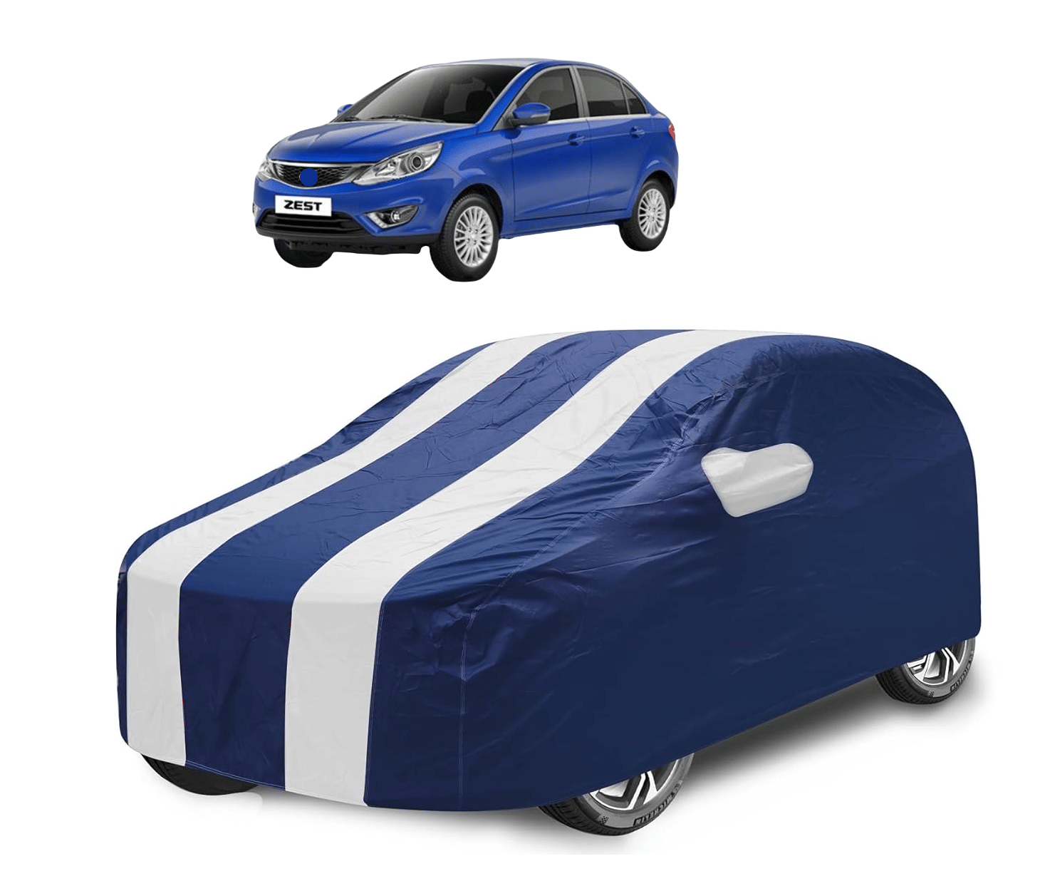     			Mockhe Car Body Cover for Tata All Car Models With Mirror Pocket ( Pack of 1 ) , White