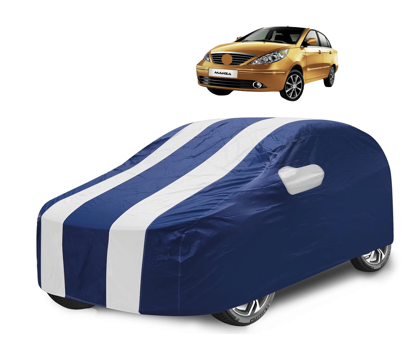     			Mockhe Car Body Cover for Tata All Car Models With Mirror Pocket ( Pack of 1 ) , White