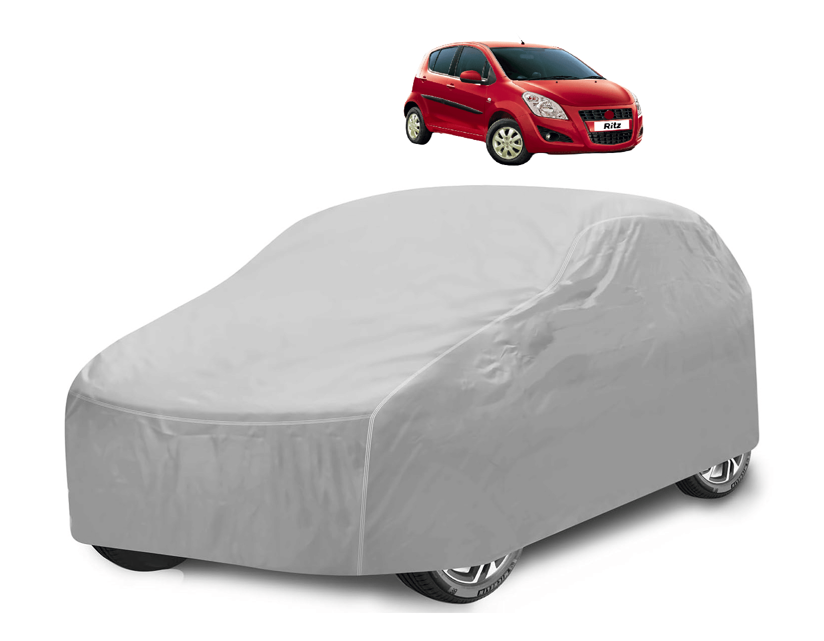     			Mockhe Car Body Cover for Maruti Suzuki All Car Models With Mirror Pocket ( Pack of 1 ) , Silver