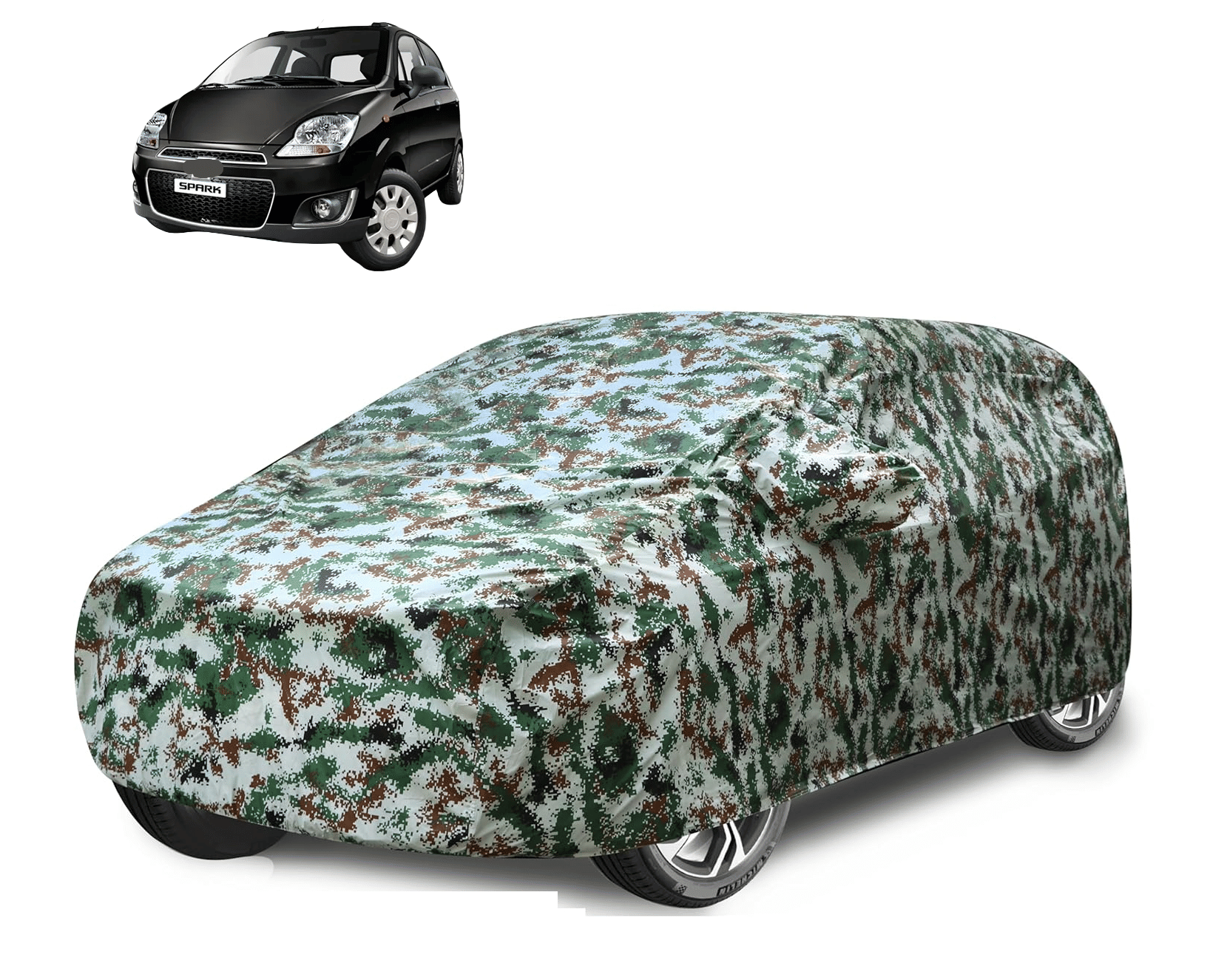     			Mockhe Car Body Cover for Chevrolet All Car Models With Mirror Pocket ( Pack of 1 ) , Green