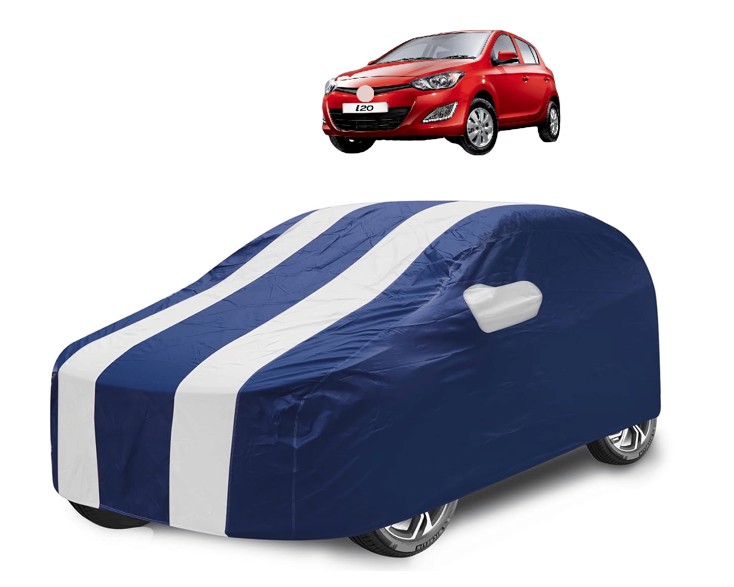     			Mockhe Car Body Cover for Hyundai All Car Models With Mirror Pocket ( Pack of 1 ) , White