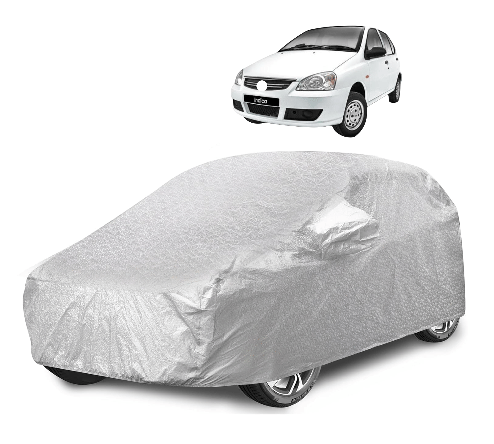     			Mockhe Car Body Cover for Tata All Car Models With Mirror Pocket ( Pack of 1 ) , Silver