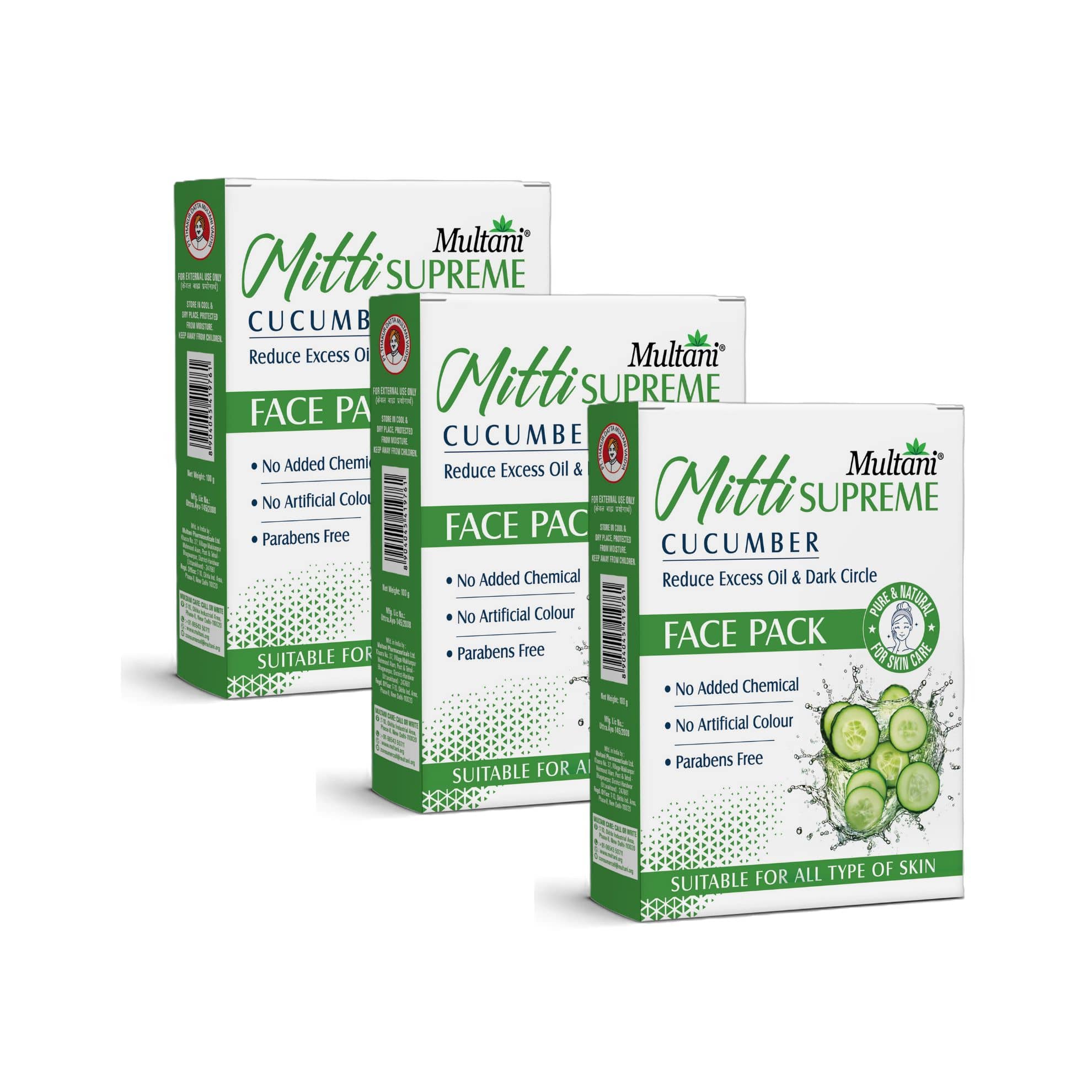 Multani Mitti Supreme Cucumber Powder 100 gm Pack of 3
