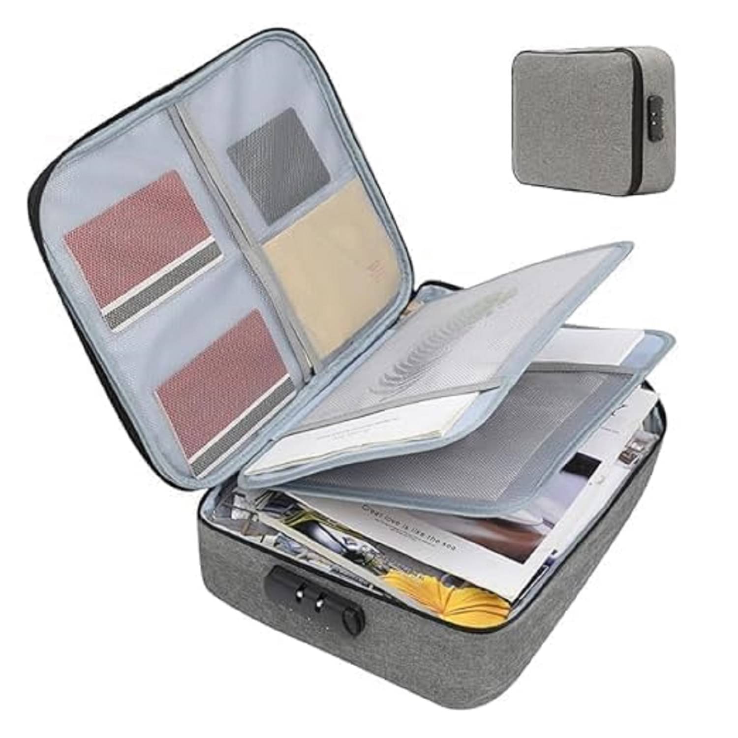     			Multilayer Travel File Document Storage Bag With Lock Waterproof File Folders Bag For