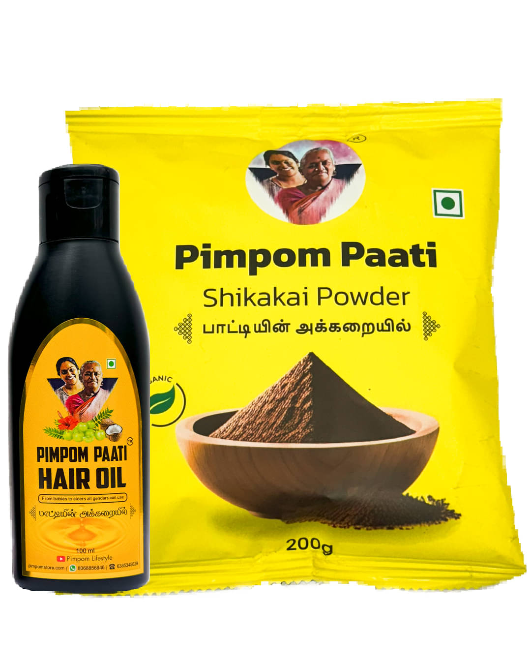 PIMPOM PAATI Hair Oil + Hair Wash Combo | 100ml Hair Oil & 200g Shikakai Powder | For Men, Women & Kids PIMPOM PAATI Hair Oil + Hair Wash Combo | 100ml Hair Oil & 200g Shikakai Powder | For Men, Women & Kids