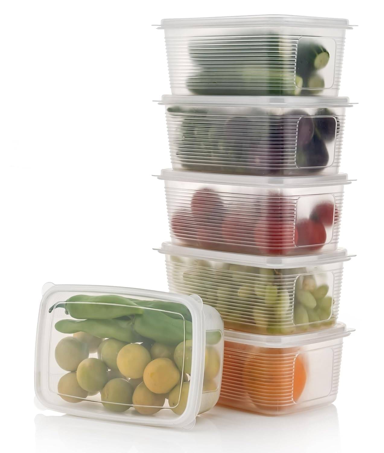     			PRAANIYA Plastic White Food Container ( Set of 6 )