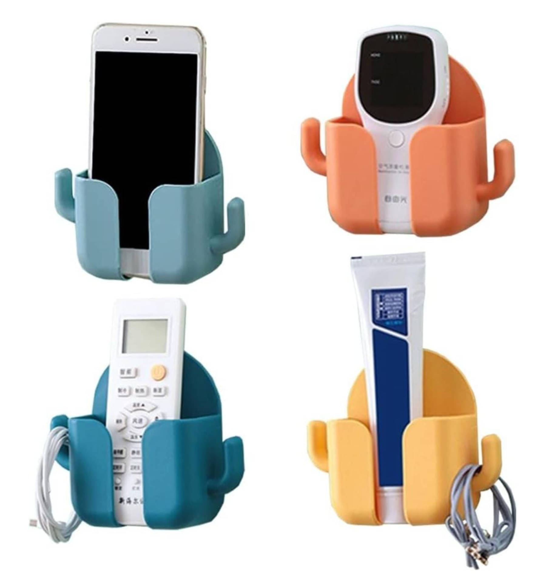     			QitmirMKT 4 PC Wall Mount Key Remote Holder Mobile Charging Stand With 2 Hooks