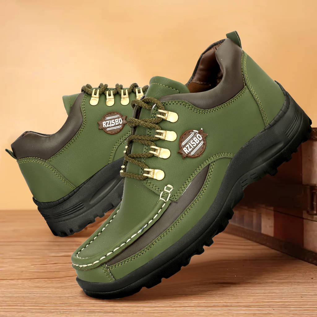     			Rzisbo Green Men's Boat Shoes