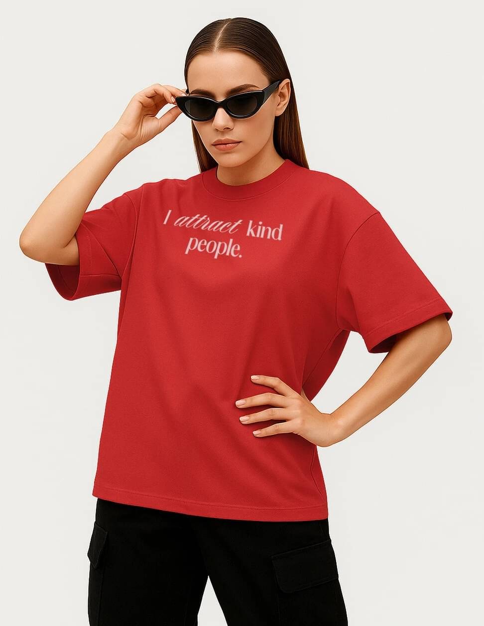     			STYLENSE Women Cotton Blend Printed Oversized Fit Round Neck T-Shirt ( Red )